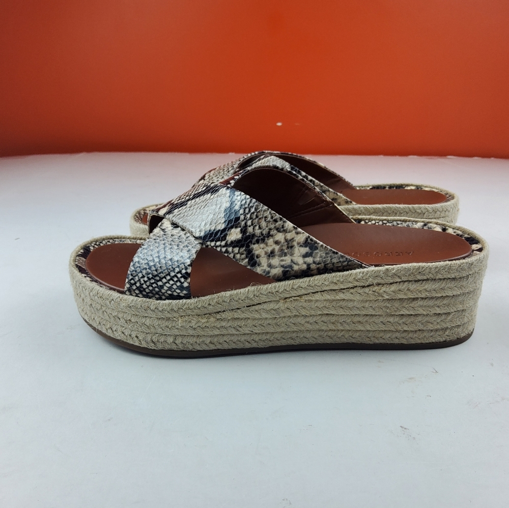 Aerosoles Women Slip On Platform Slide Sandal Snake Raffia 6 (Lot 1028)